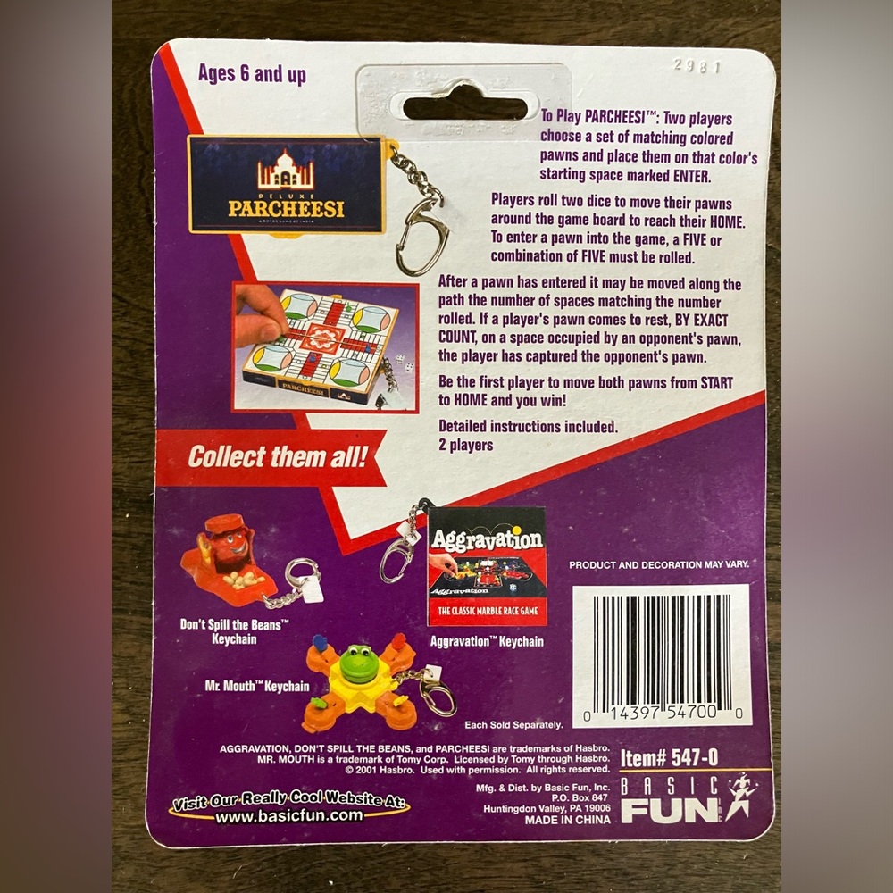 Vintage Parcheesi Miniature Game Keychain Basic Fun - Picture 2 of 2